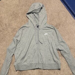 Nike Women's Light Gray Zip-Up Hoodie